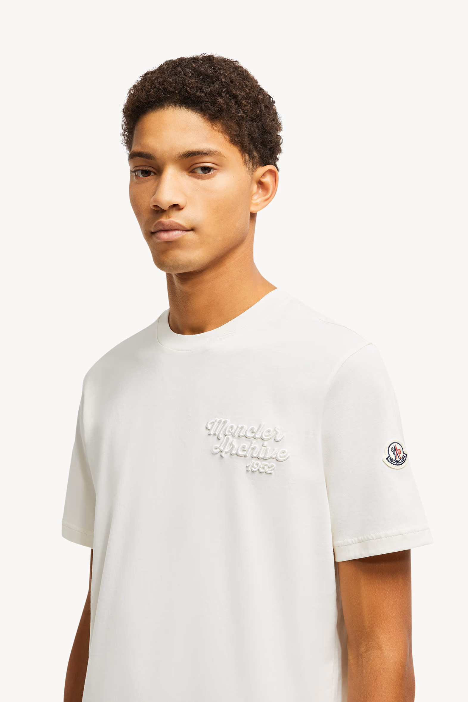 T-shirt en coton à logo brodé Hommes Blanc Moncler 4
